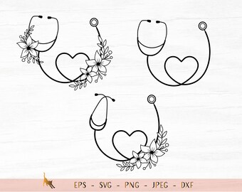 Download Floral Stethoscope Svg Etsy