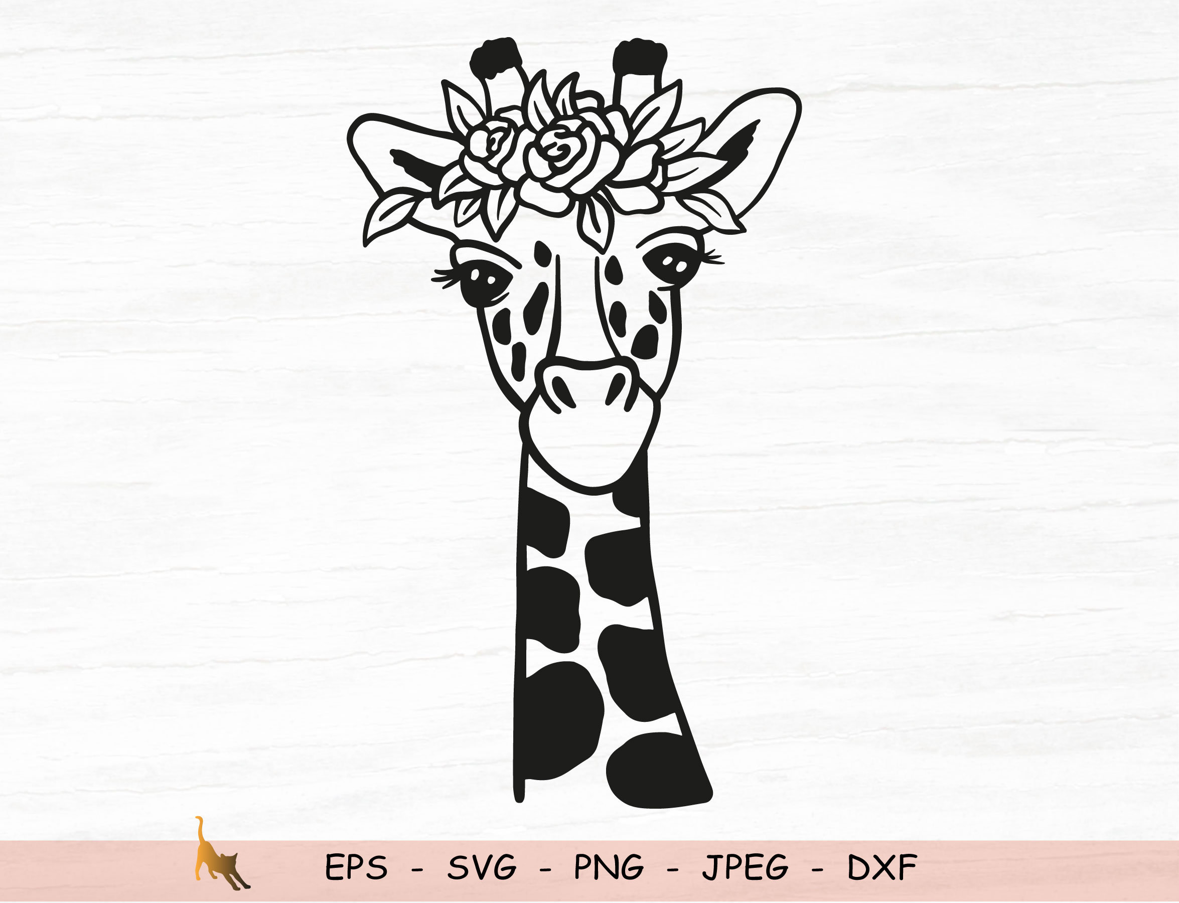 Giraffe Svg Giraffe With Flowers Svg Cute Giraffe Svg Files | Etsy
