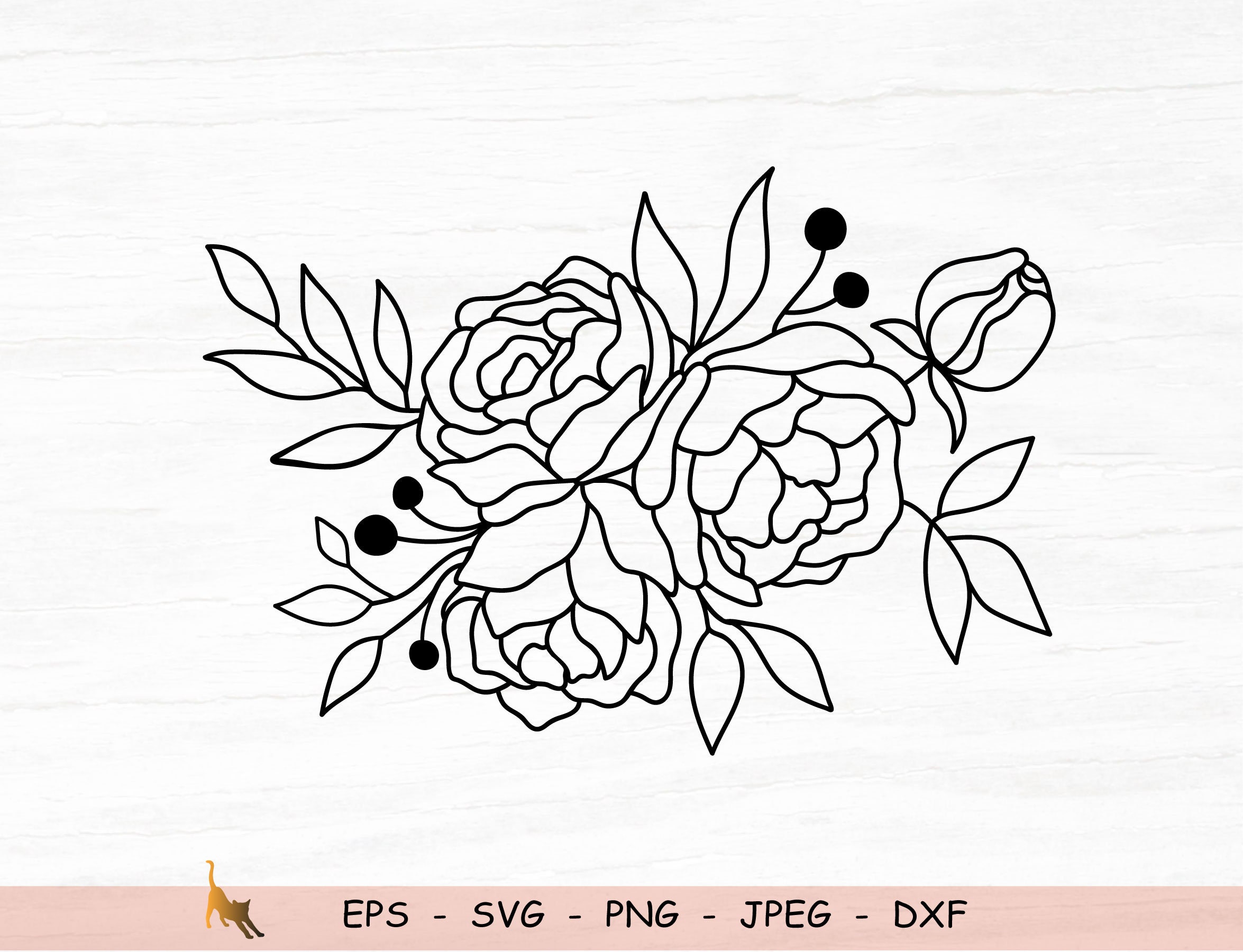 Peony Svg Flower Outline Svg Bouquet Svg File For Cricut Etsy Images