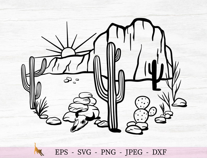 Desert Svg Cactus Svg Sunset Svg Cricut Cut Files | Etsy