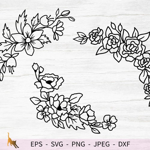 Flower SVG Files Flower Border SVG Floral SVG Files Flower | Etsy