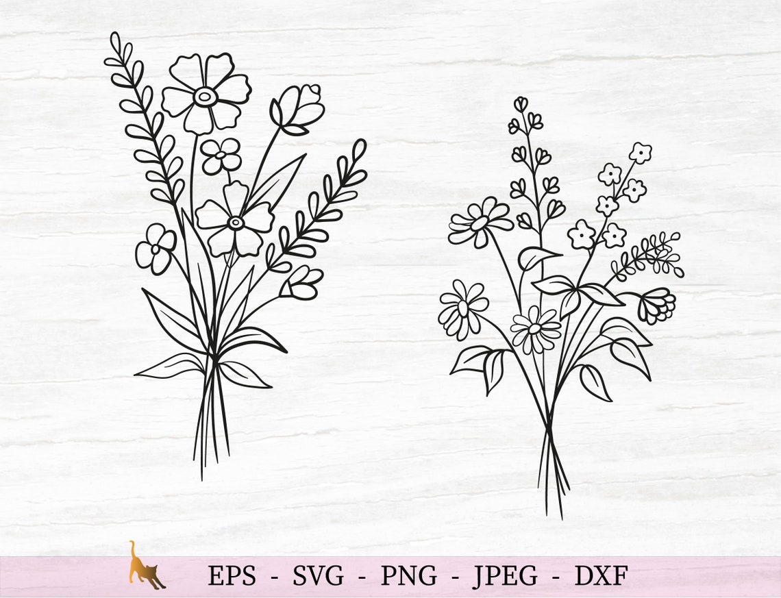 Wildflower Svg Bouquet Flowers Svg Spring Svg Files For | Etsy