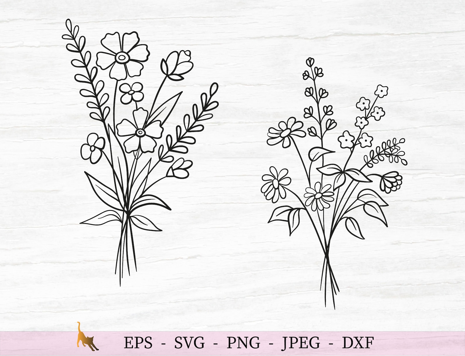 Wildflower Svg Bouquet Flowers Svg Spring Svg Files For | Etsy