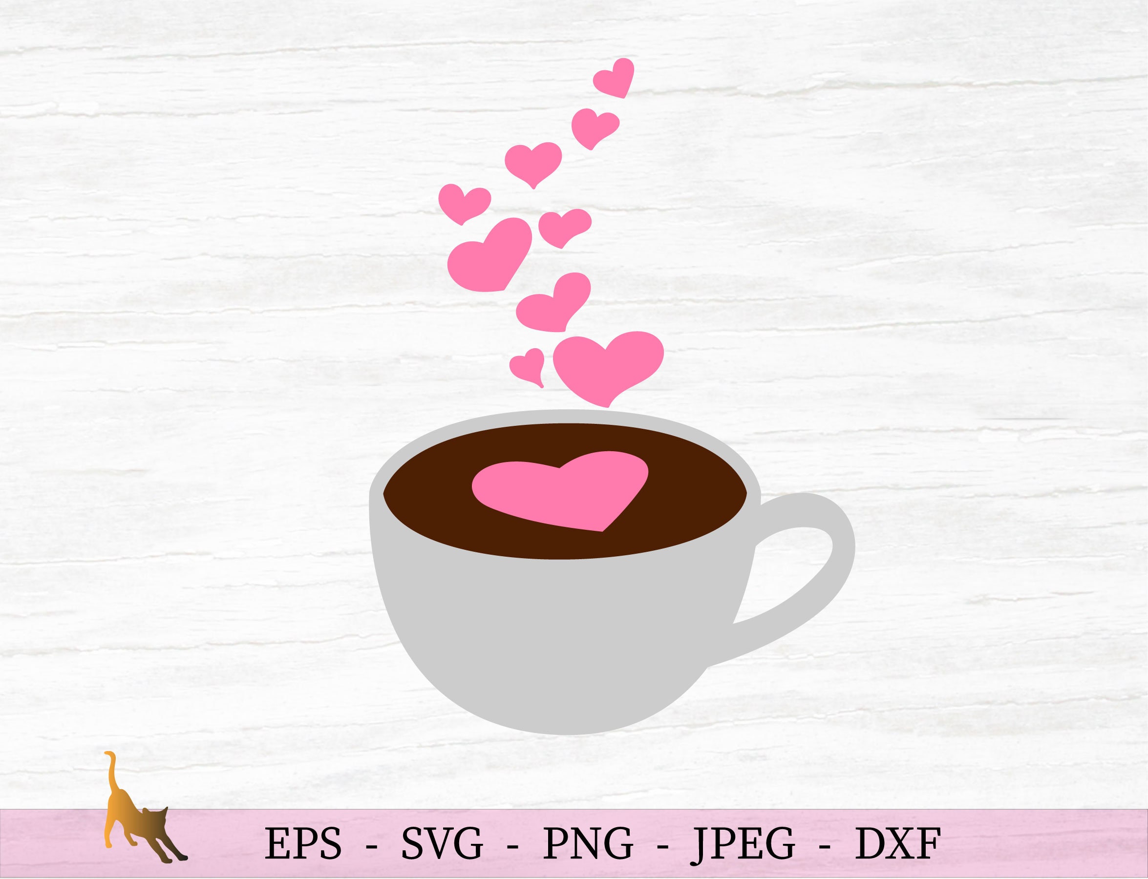 Valentines Day SVG Coffee Cup Svg Heart Svg Files For Cricut | Etsy