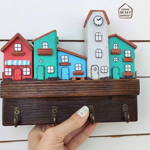 Key holder for a wall, reclaimed wood wall key holder