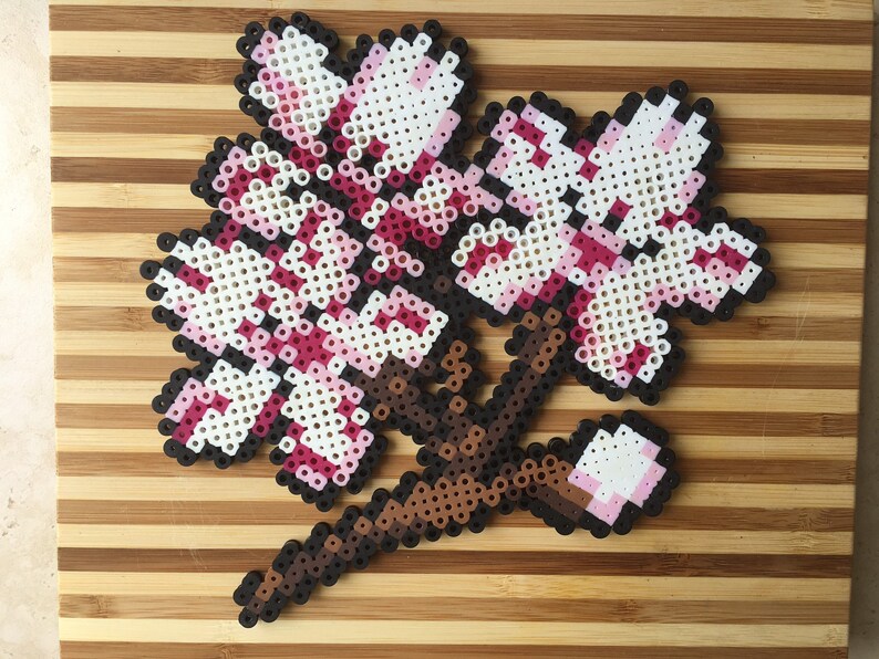 Cherry blossom Perler Bead Sign/Coaster or Magnet | Etsy