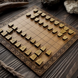 Japan Chess Shogi Wood Peaces 1900s Traditional Japanese Game 