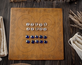 Surakarta traditional game, Indonesian checkers, custom board game, unique made game, logic table game, travel game board, game lover gift