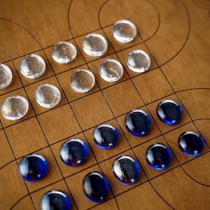 Surakarta board game, Indonesian checkers, unique made game, two players game, Indonesia game, logic ancient table game, game lover gift