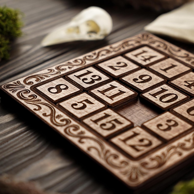 Wooden 15 Puzzle, Sliding Number Puzzle Game, Classic Fifteen Puzzle ...