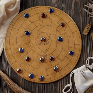 Juego de mesa Mehen, juego de mesa egipcio, juego del Antiguo Egipto, Mehen hecho a mano, juego de mesa tradicional de madera