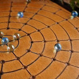 Fidchell board traditional viking board game, round celtic chess, unique logic table game, wooden nordic game, travel ancient game board