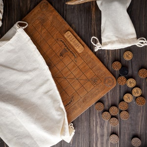 Hnefatafl Valknut board game , handmade hnefatafl, viking chess, engraved hnefatafl, ancient board games, custom made games