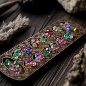 Mancala board game, historical game, ancient game, traditional board game, taoism game board, game pieces, dice tray, game collection