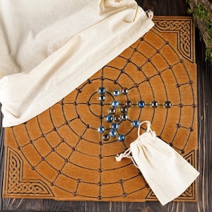 Fidchell wooden celtic game, viking board game, viking chess, unique made strategy game, irish game, engraved board game, game lover gift