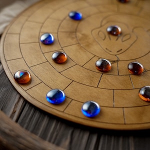 Juego de mesa Mehen, juego de mesa de madera del antiguo Egipto, juego de estrategia, juego histórico de lógica único, piezas de juego de mesa, regalo para amantes de los juegos