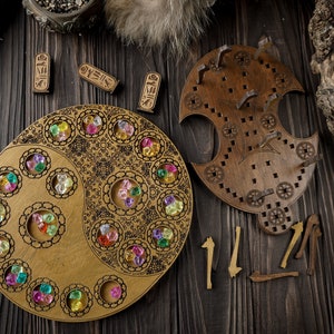 Hounds and Jackals and Mancala board game, game complect, ancient board games, traditional game, sumerian ancient game, daoism game board