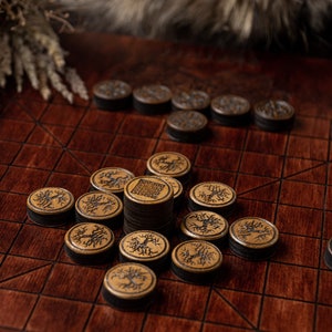 Jormungandr Hnefatafl game, handmade hnefatafl, viking chess, engraved hnefatafl, ancient board games, custom made games