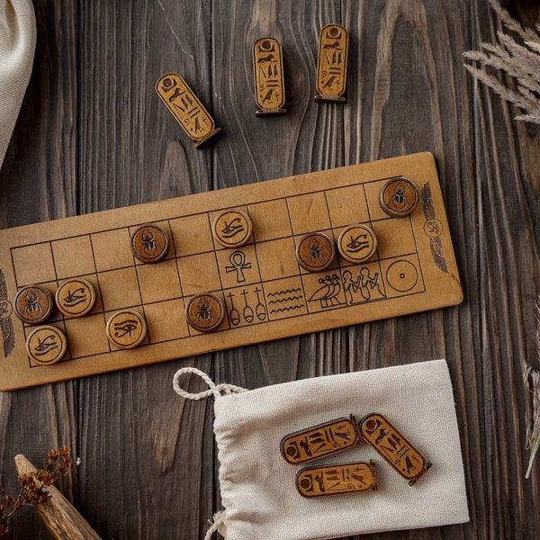 SENET ancien jeu de société, jeu de société égyptien, plateau senet en bois, jeu de société traditionnel