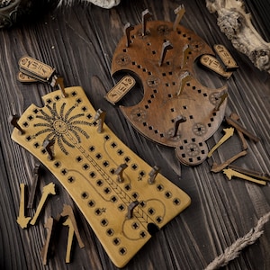 CUSTOM HOUNDS and JACKALS ancient board game, egyptian board game, wooden board, traditional board game, 58 holes game