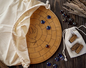 Mehen antique board game, travel game board, family game, traditional Egyptian game, handmade board game, unique made game, game for couple