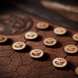 Juego de mesa sencillo "Zorro y Gansos", juego de lógica, juego de mediados de siglo, juego de pub británico, juego histórico, juego de mesa de madera, juego para parejas