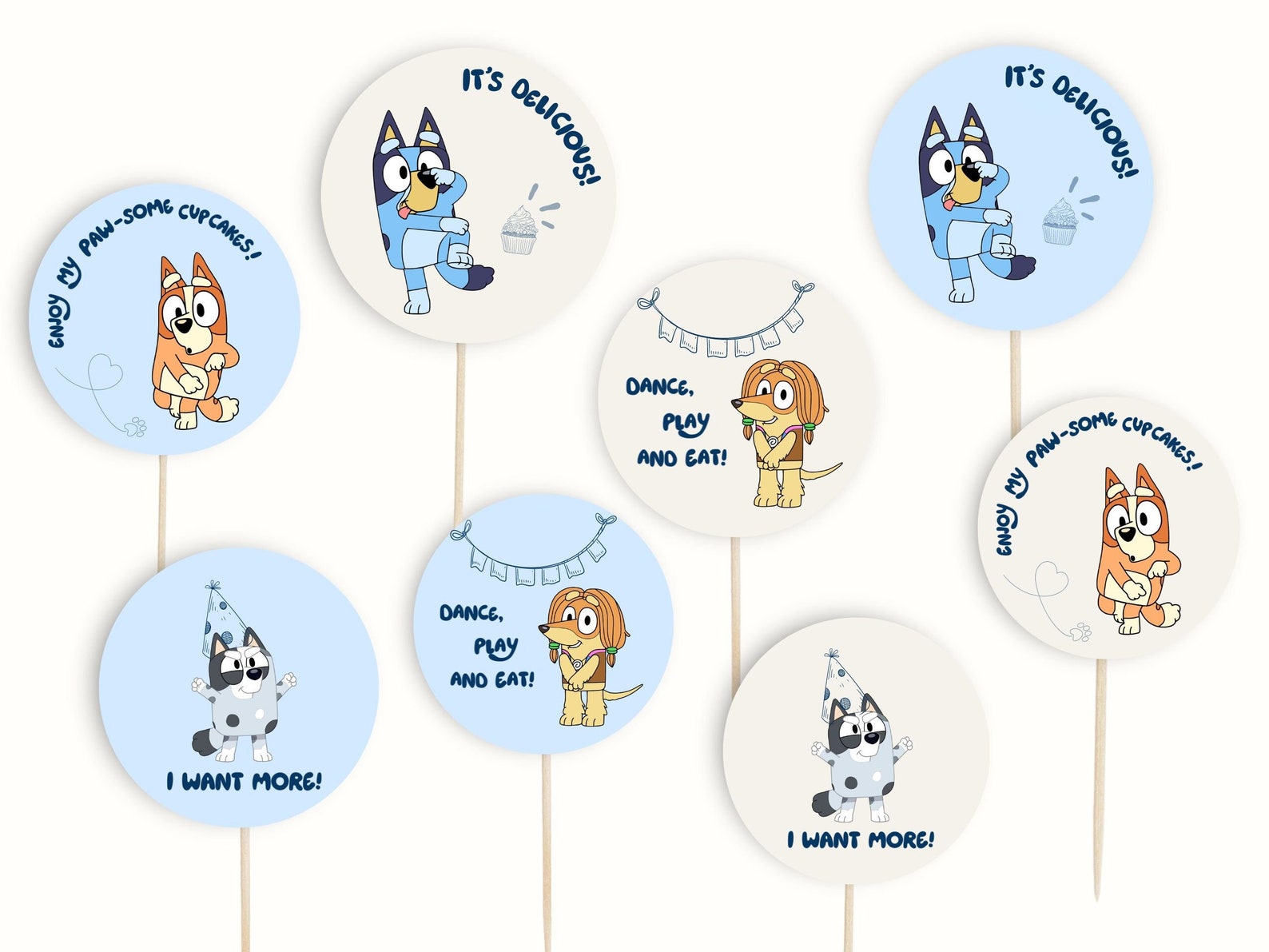 Printable Bluey Cupcake Toppers Bluey Cupcake Toppers Birthday Cupcake