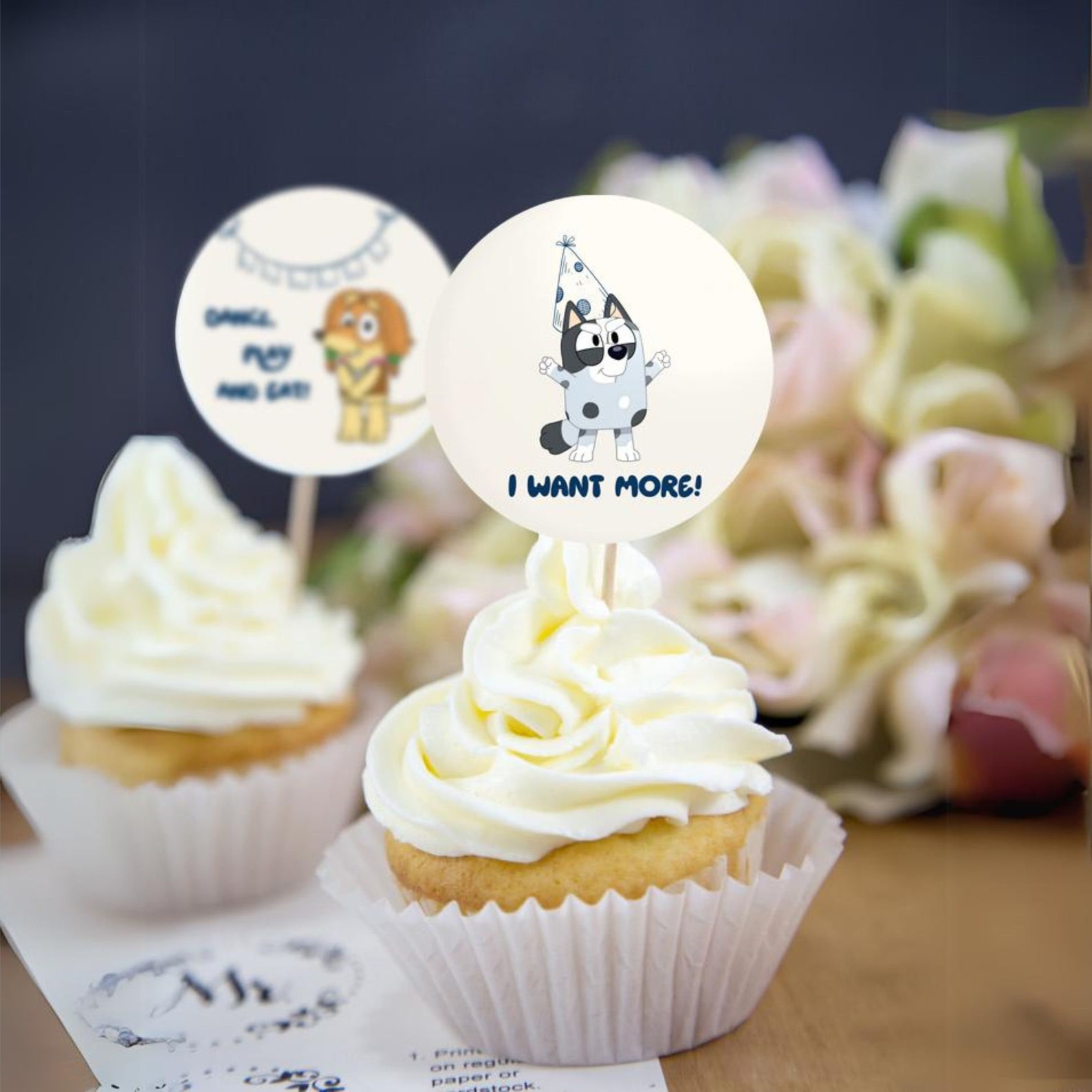 Printable Bluey Cupcake Toppers Bluey Cupcake Toppers Birthday Cupcake