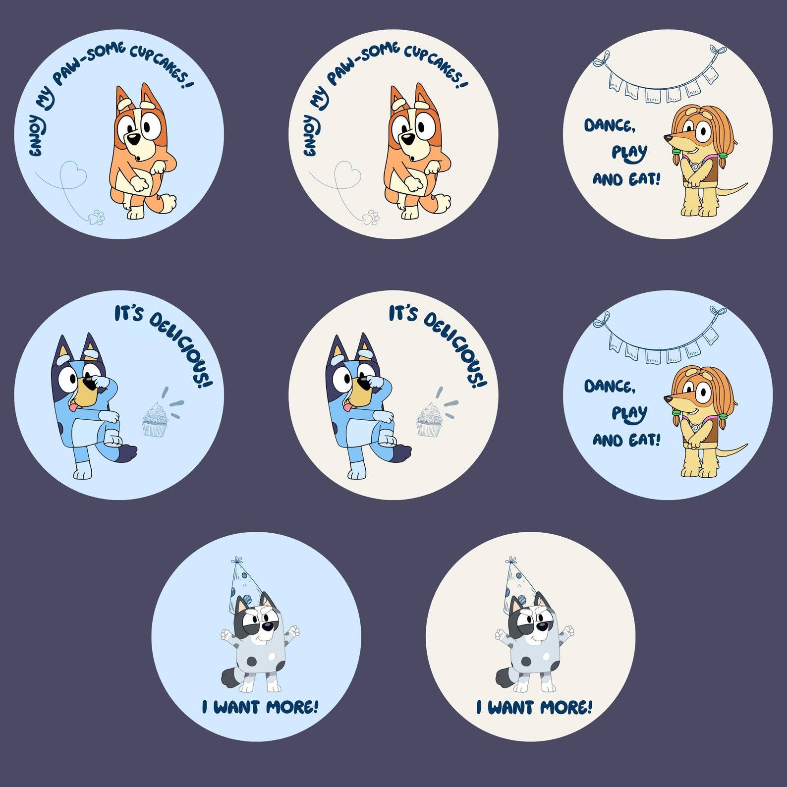 Printable Bluey Cupcake Toppers Bluey Cupcake Toppers Birthday Cupcake