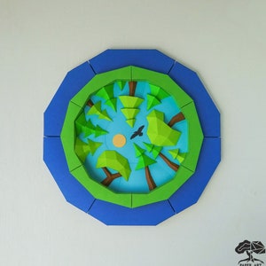 DIY Forest Papercraft Hanging, 3D Papercraft PDF pattern / Simple Low poly paper Sculpture, printable adult origami for kids Room Home Decor