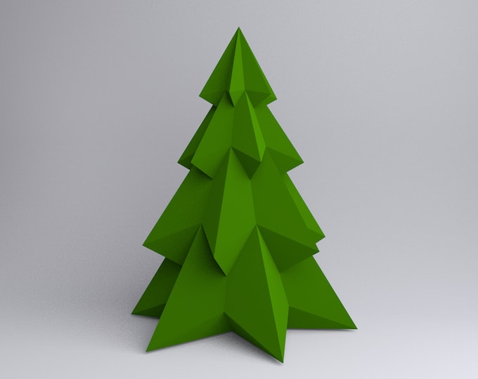 Pine Christmas Tree 3D Papercraft PDF Pattern / DIY Xmas Low Poly Paper ...