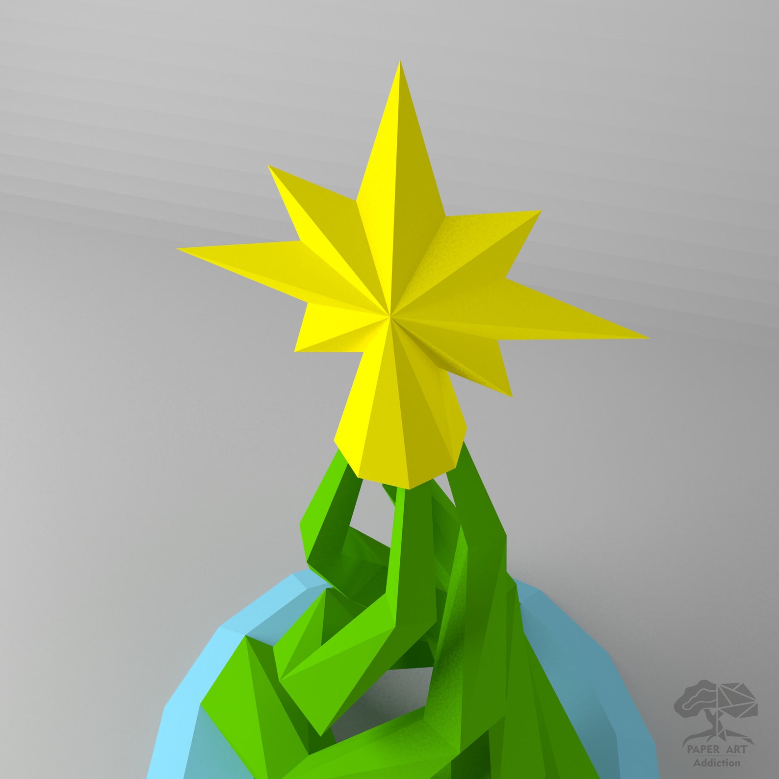 Spiral Christmas Tree 3D Papercraft PDF Pattern / DIY Xmas Low Poly ...