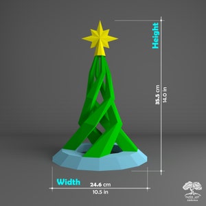 Spiral Christmas Tree 3D Papercraft PDF Pattern / DIY Xmas Low Poly ...