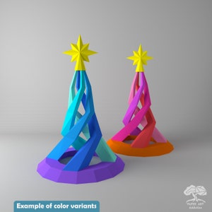 Spiral Christmas Tree 3D Papercraft PDF Pattern / DIY Xmas Low Poly ...