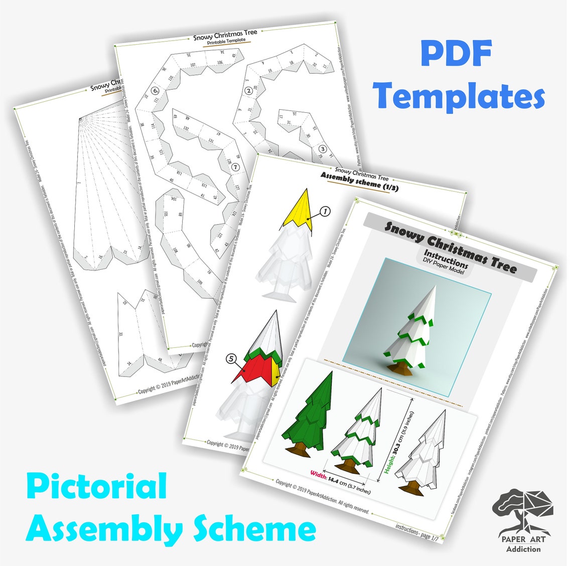 3D Christmas Tree DIY Papercraft PDF Pattern/ Xmas Low Poly Paper ...