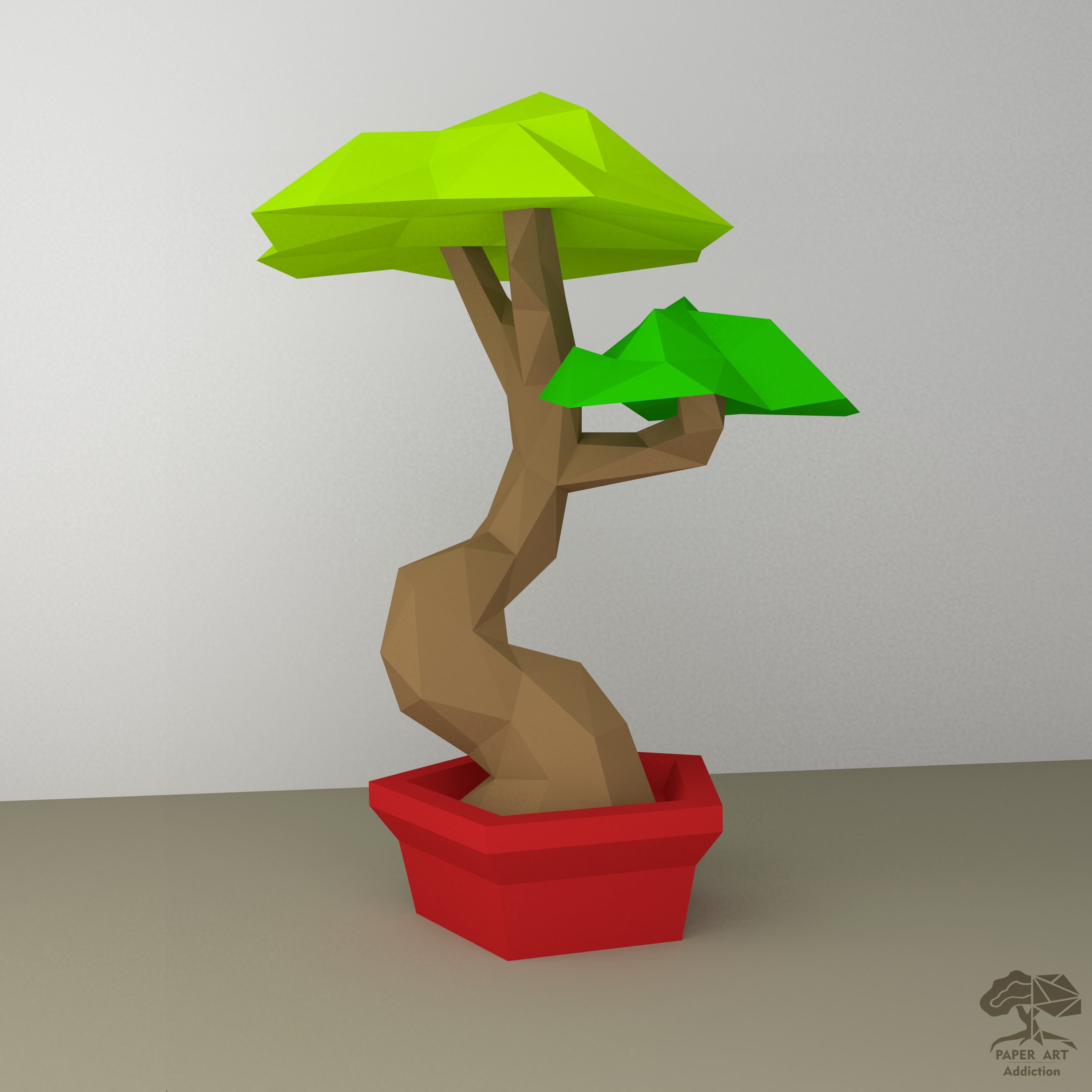 DIY Deformed Bonsai Tree Model, 3D Papercraft PDF Pattern