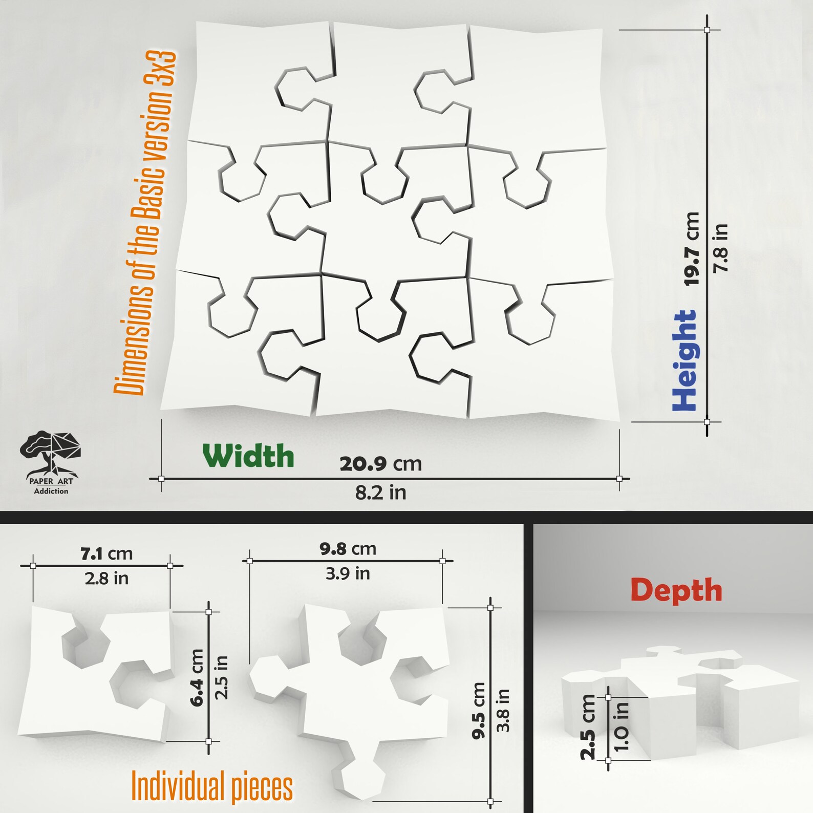3D Infinity Puzzle Papercraft PDF Pattern/ DIY Low Poly Simple Origami ...