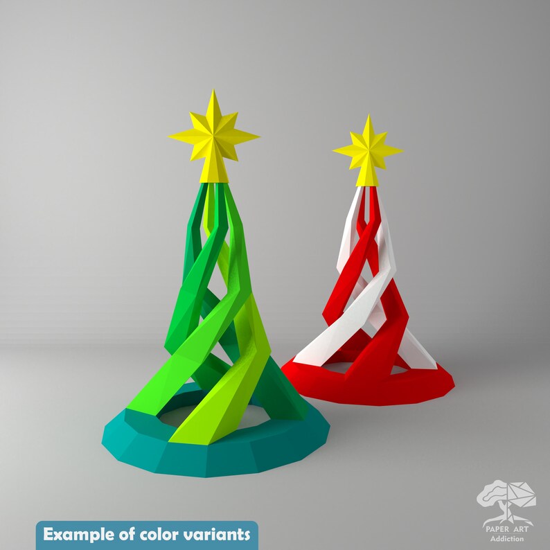 spiral-christmas-tree-3d-papercraft-pdf-pattern-diy-xmas-low-etsy