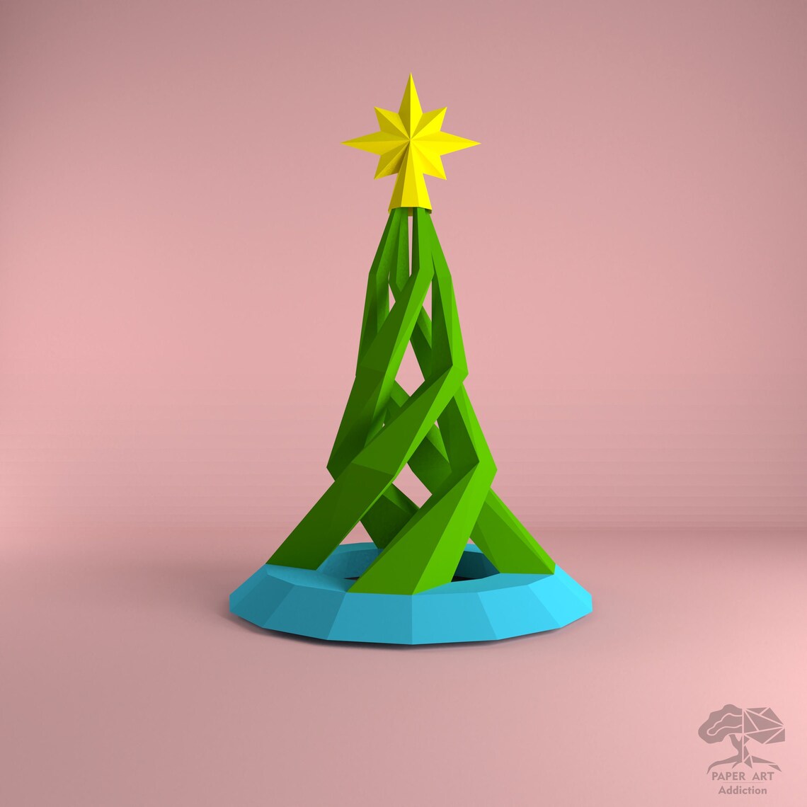 Spiral Christmas Tree 3D Papercraft PDF Pattern / DIY Xmas Low Etsy