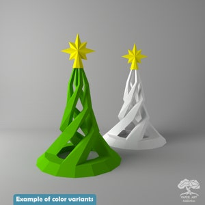 Spiral Christmas Tree 3D Papercraft PDF Pattern / DIY Xmas Low Poly ...