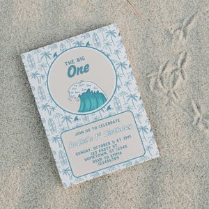 The Big One Birthday Invitation – Editable 1st Birthday Invite | Surf Beach Theme | Instant Download