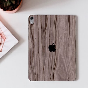 Light Grey Wood iPad Skin, Fossil Forest Wood Skin, Real Wood Cover, Natural Tablet Decal for Pro/Air/Mini, Slim Eco Case for All Models