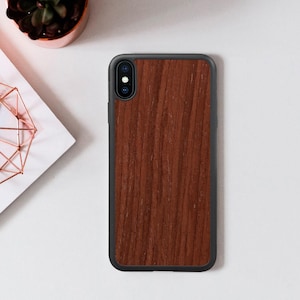 Holz iPhone Hülle, Walnuss Textur Holz Design, Natürliche Seltene Holz Design, Schwarzer Silikon Kantenschutz für iPhone 15 14 13 12 11 Pro Max Mini