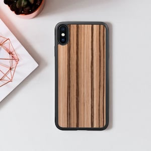 Wood iPhone Case, Zebrano Wood Phone Case, Real Wood iPhone XS Cover, Wooden Phone 16 Case, Natural Wood iPhone XR Case, iPhone 15 Wood Skin