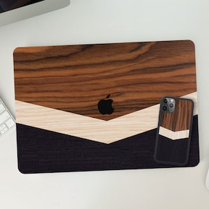 Wood Case for Macbook, Wooden Geometric Case for MacBook, Available in Various Models, Wooden Wrap for Mac, Custom Wooden Case for MacBook