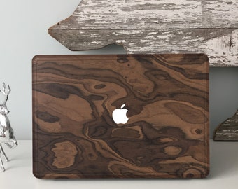 Walnut Burl Grain Cover for Apple, Organic Dark Texture Sleeve, Protective Wrap for Air & Pro, Natural Premium Device Back