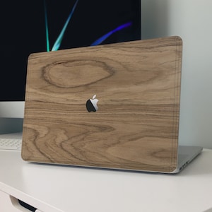 Echte Nussbaumholz MacBook Haut, dünne Öko-Laptop-Abdeckung, handgemachter natürlicher Aufkleber, Walnussholz MacBook Hülle, minimalistischer Laptop Schutz
