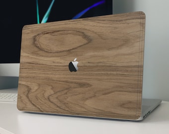 Real Walnut Wood MacBook Skin, Slim Eco Laptop Cover, Handmade Natural Decal, Walnut Wood MacBook Case, Minimalist Laptop Protection