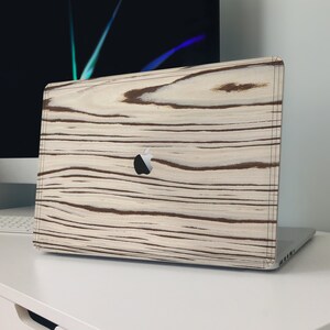 Zebra Wood MacBook Skin, Real Wood Cover for Pro/Air 13 14 15 16, Striped Wooden MacBook Skin, Eco Friendly Zebra Wood Cover, Laptop Skin