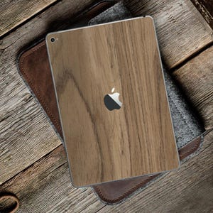 Walnut Wood iPad Skin, Natural Wooden Cover, Real Wood Apple Device Wrap, Minimalist Case, Premium Tablet Protection, Custom Size Available